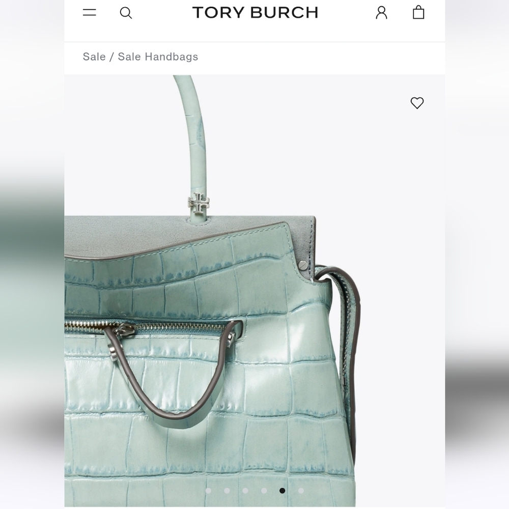 TORY BURCH Robinson Croc-Embossed Top-Zip Card Case Holder blue celadon $158 - Picture 9 of 11